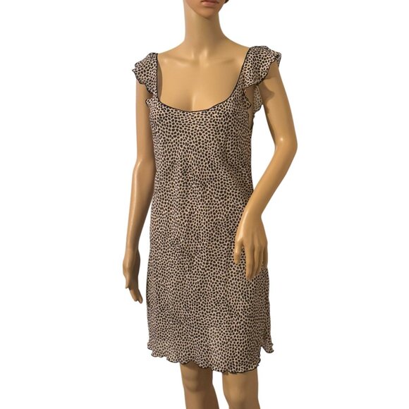 Natori Private Luxuries Leopard Print Ruffle Sleeve Scoop Back Short Dress - Picture 5 of 11